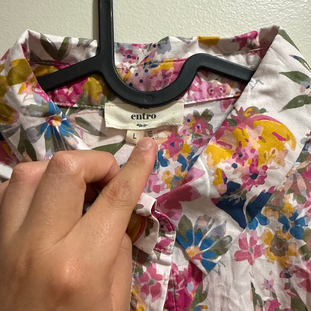 Entro Boutique | Preppy Summer Floral Ric Rac Trim Romper 100% Cotton Spring - Picture 9 of 13